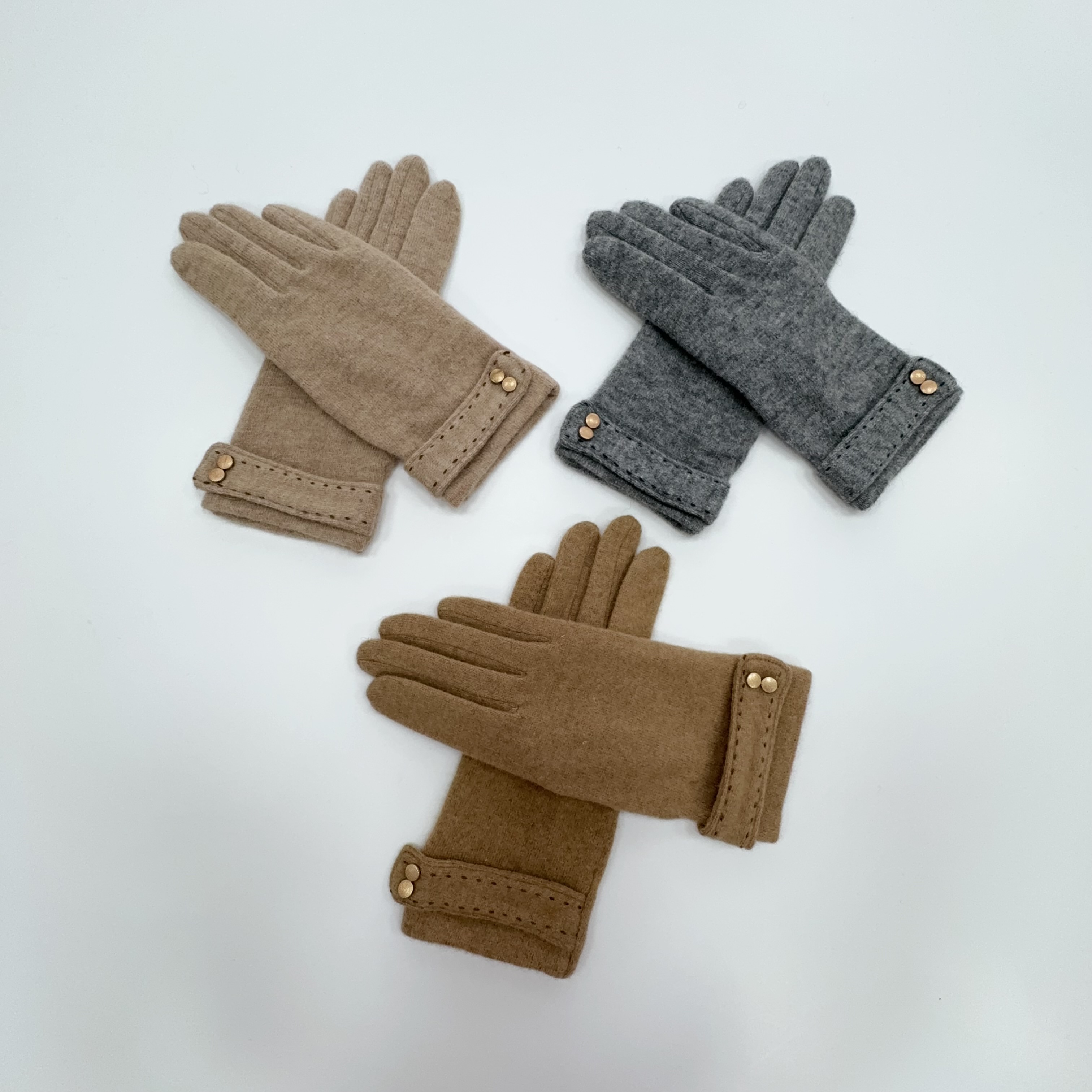 Ladies' Exquisitely Sewn Gloves With Shoulder Straps and Small Gold Buckle Decorations at the Wrist, Fashionable