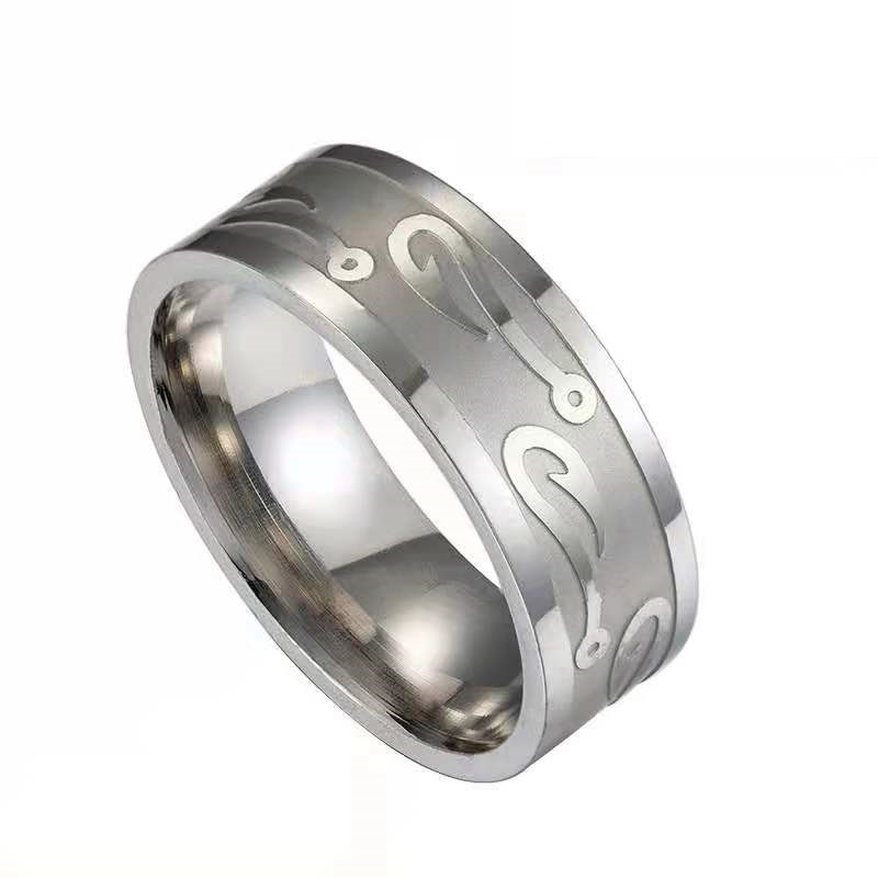 Fashion New Designer Vintage Hip Hop Stainless Silver Rock Fish Hook Men's Ring