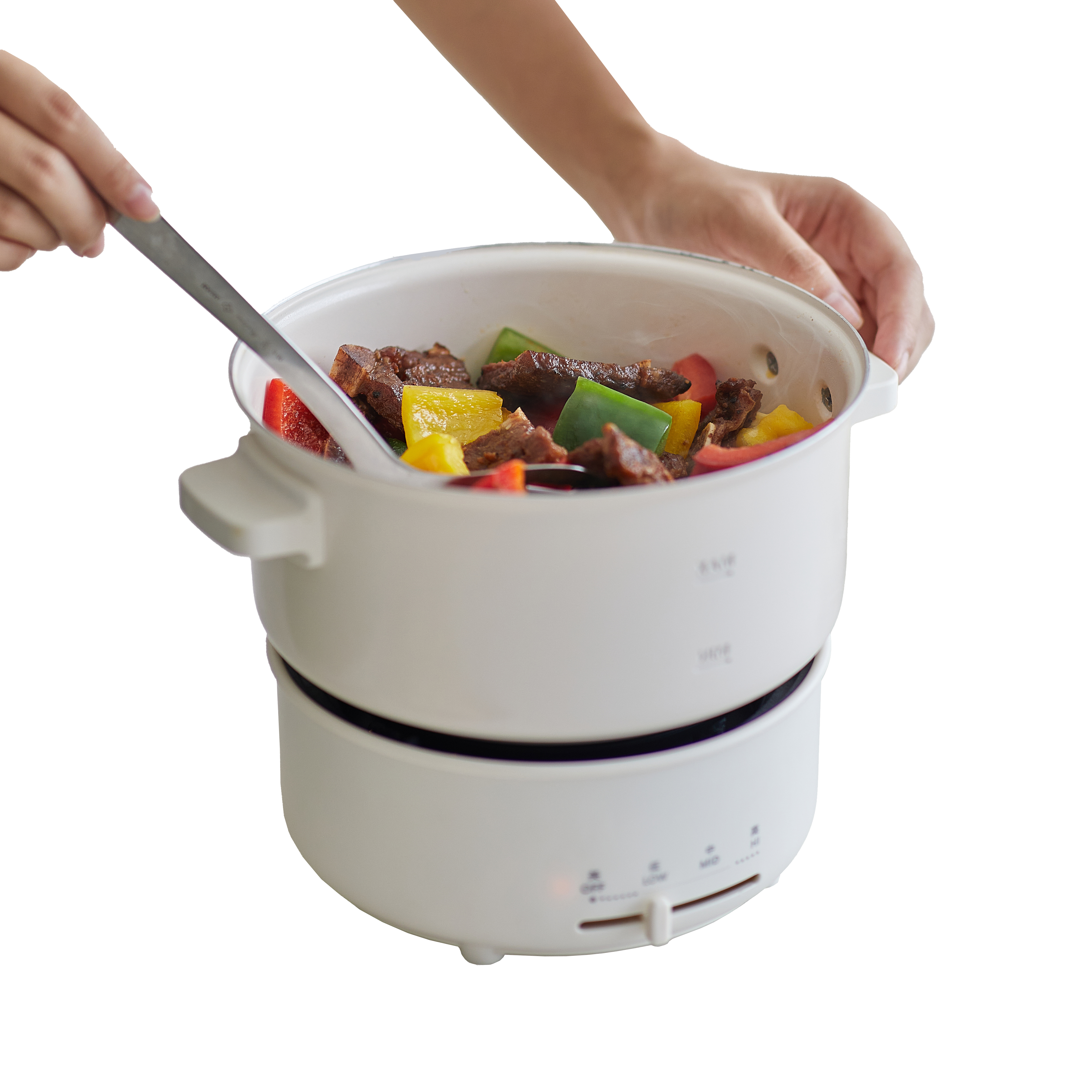 Multifunctional Split Electric Frying Pan Hot Pot 2L Foldable Electric Cooking Pot for Outdoor Travel