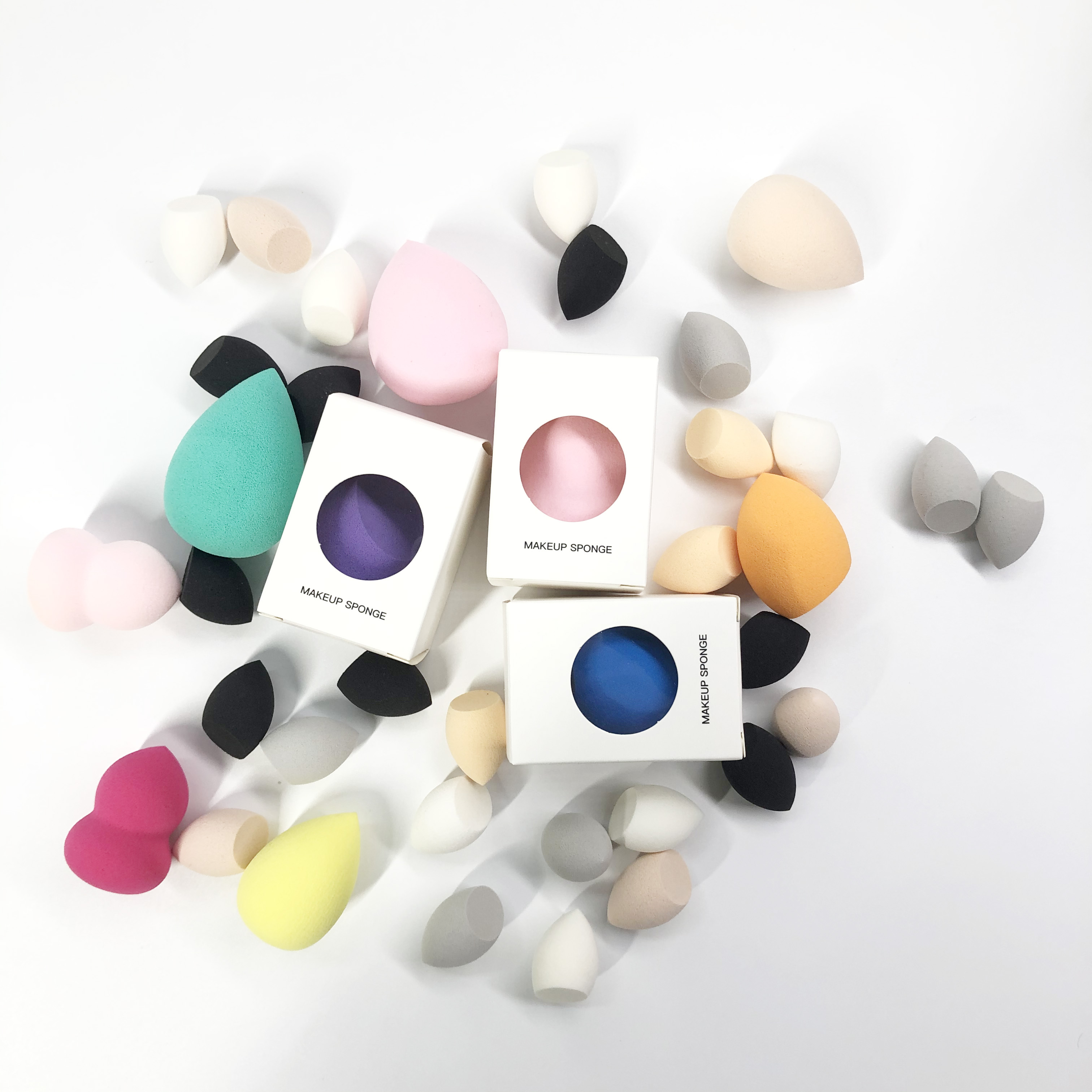 High Quality Bevels Shape Microfibre Biodegradable Beauty Egg Custom Makeup Sponge eyeshadow blender