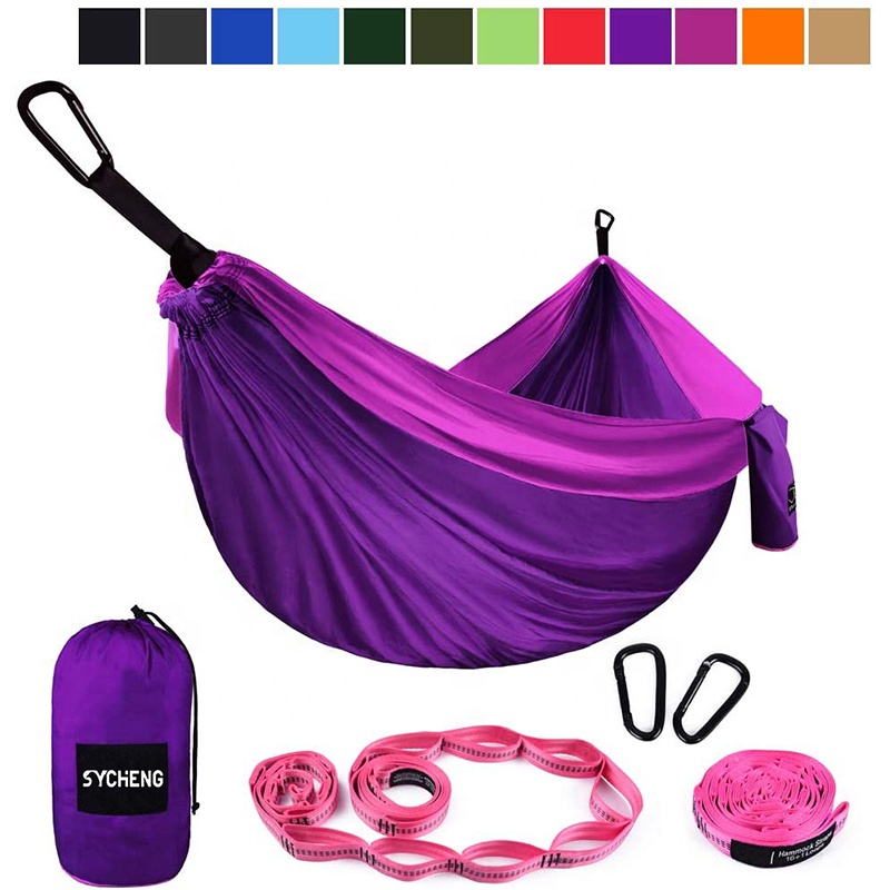 2021 New Portable 2 Person Portable Outdoor Parachute Camping Nylon Hammock With Mosquito Net