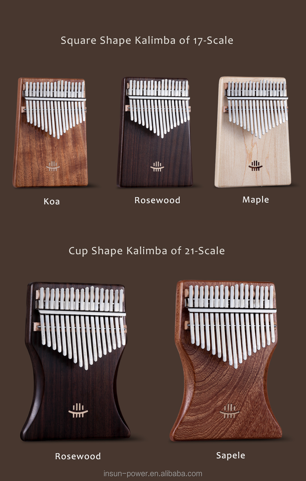 Заводская цена, Koa, квадратная форма, 17 клавиш, Kalimba, серия пластин для пианино