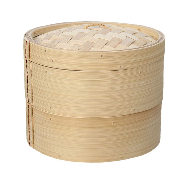 3 Piece Eco-friendsly Wholesale Bamboo Rice Steamer Chinese Bamboo Dim Sum Food Steamer Basket