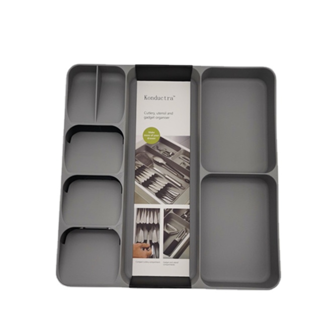 Plastic Multi-Layer Separation Tray Kitchen Drawer Spoon Knife Fork Cutlery Flatware Storage Box Organizer