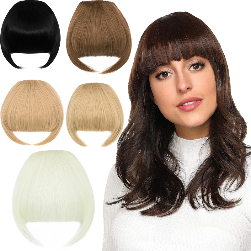 Synthetic Fringe Wholesale Synthetic Flat Bang with Temples Fringe Bangs Hair Clip in Bangs Hair Extensions
