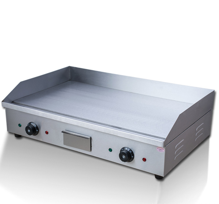 Stainless Steel Flat Plate Comercial Half Plat Half Grooved Pans Double controls countertop flat Electric Griddle