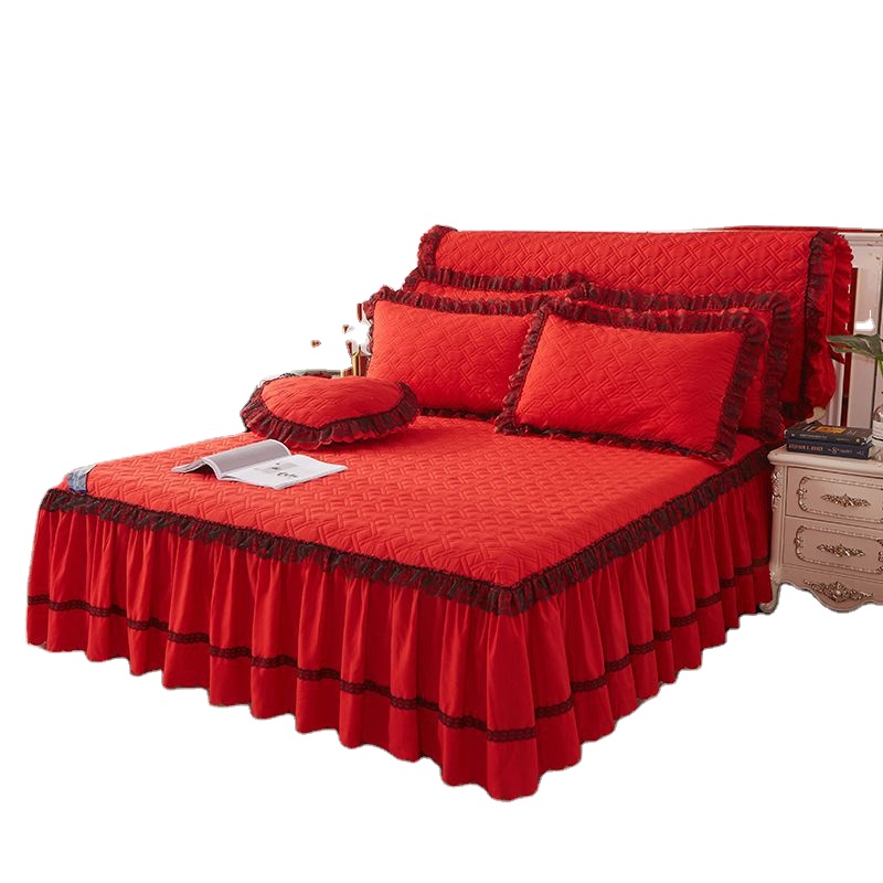 Factory Direct Sales Fabric King Size Lace Bedding Sets Quilted Thickening Elegant For Bedspreads