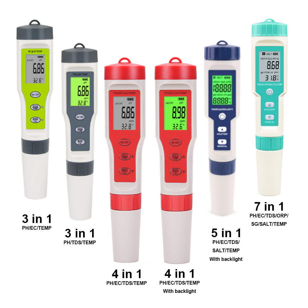 Multi-parameter 7 in 1 3in1 Water Quality Tester Temperature Sensor SG SALT ORP PH EC TDS Meter