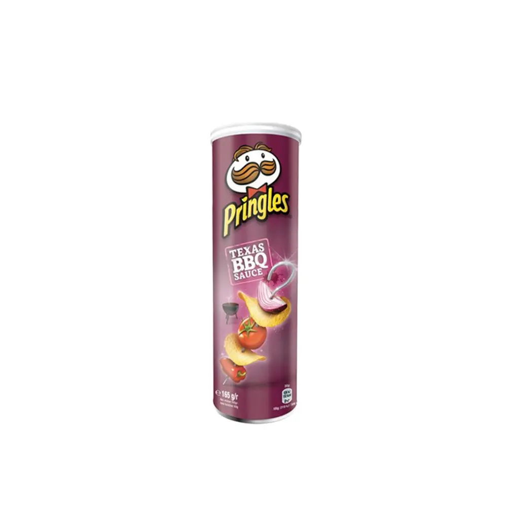 Pringles Original Brand 19 pcs x 165 gr Texas BBQ Souce Flavored Chips All The Time Fresh Stock And New Date