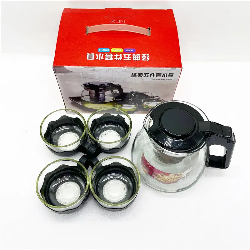 Household glass thermal insulation large-capacity teapot set with holder