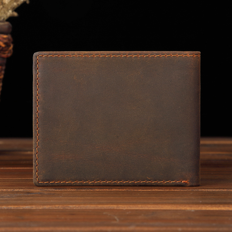 HOT Classic Men's Leather Wallets Short Male Purse Card Holder Crazy Horse Genuine Leather Wallet Men Fashion Quality Wallets