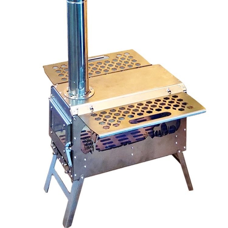 New Portable Stainless Steel Outdoor Wood Burning Stove OEM ODM High Efficiency Wood Stove with Chimney for in Tent Usa