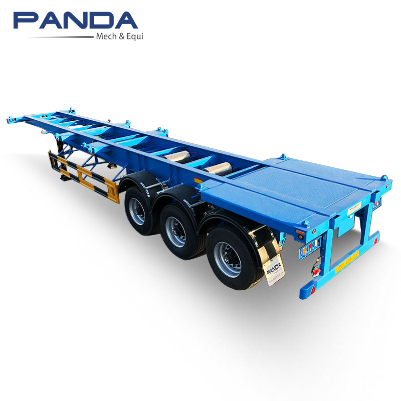 Tri axle 40ft 40 footer container chassis gooseneck skeletal skeleton semi trailer