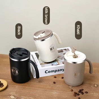 Gourd Mate Coffee Mug With Lid Portable Female Cupfashion Ceramic Inner Pot Cupcoffee Large Capacity Traveling Straw Vacuum Cup