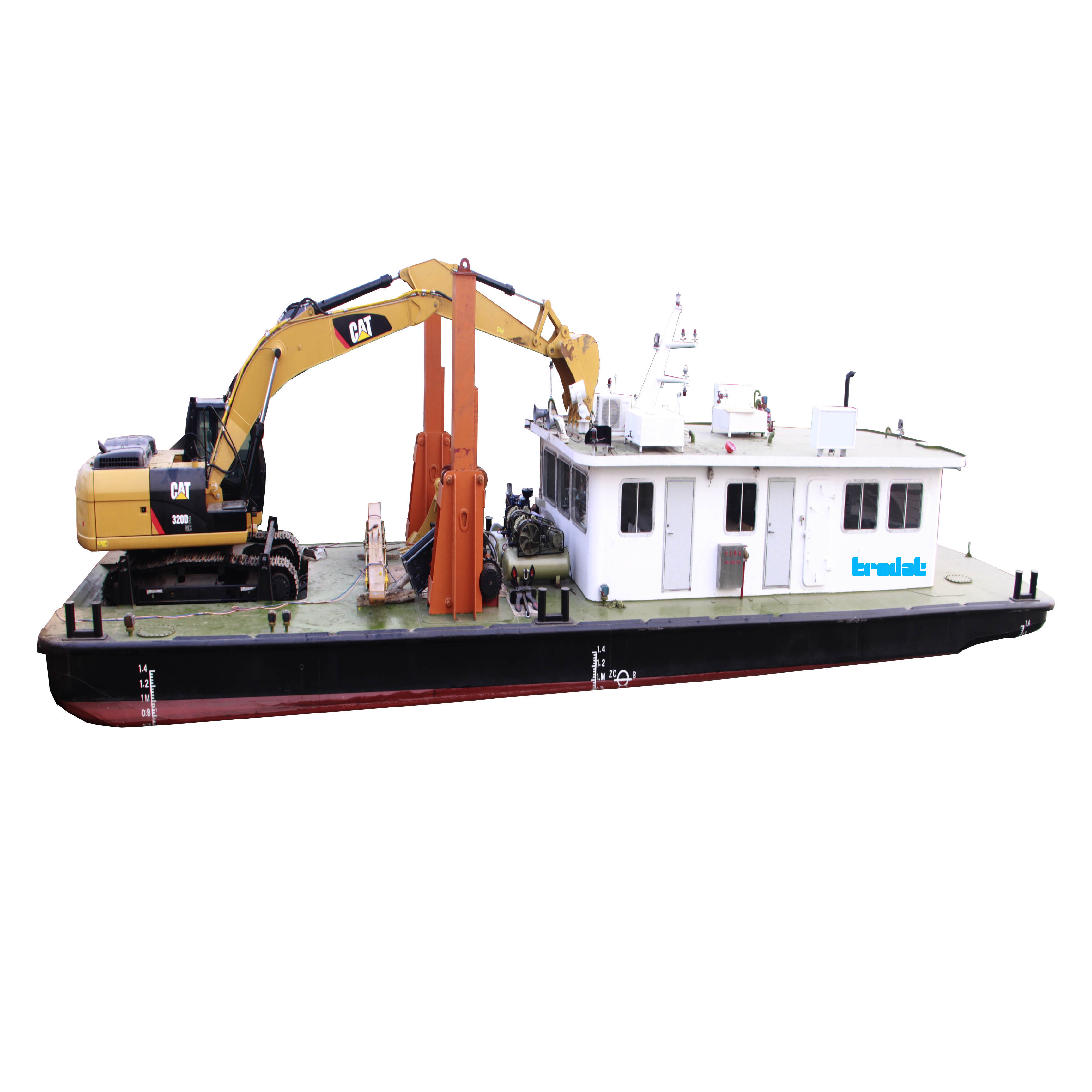 Assembly Portable Cat Excavator Backhoe Long Hydraulic Boom Arm Dredging 30m Dredger