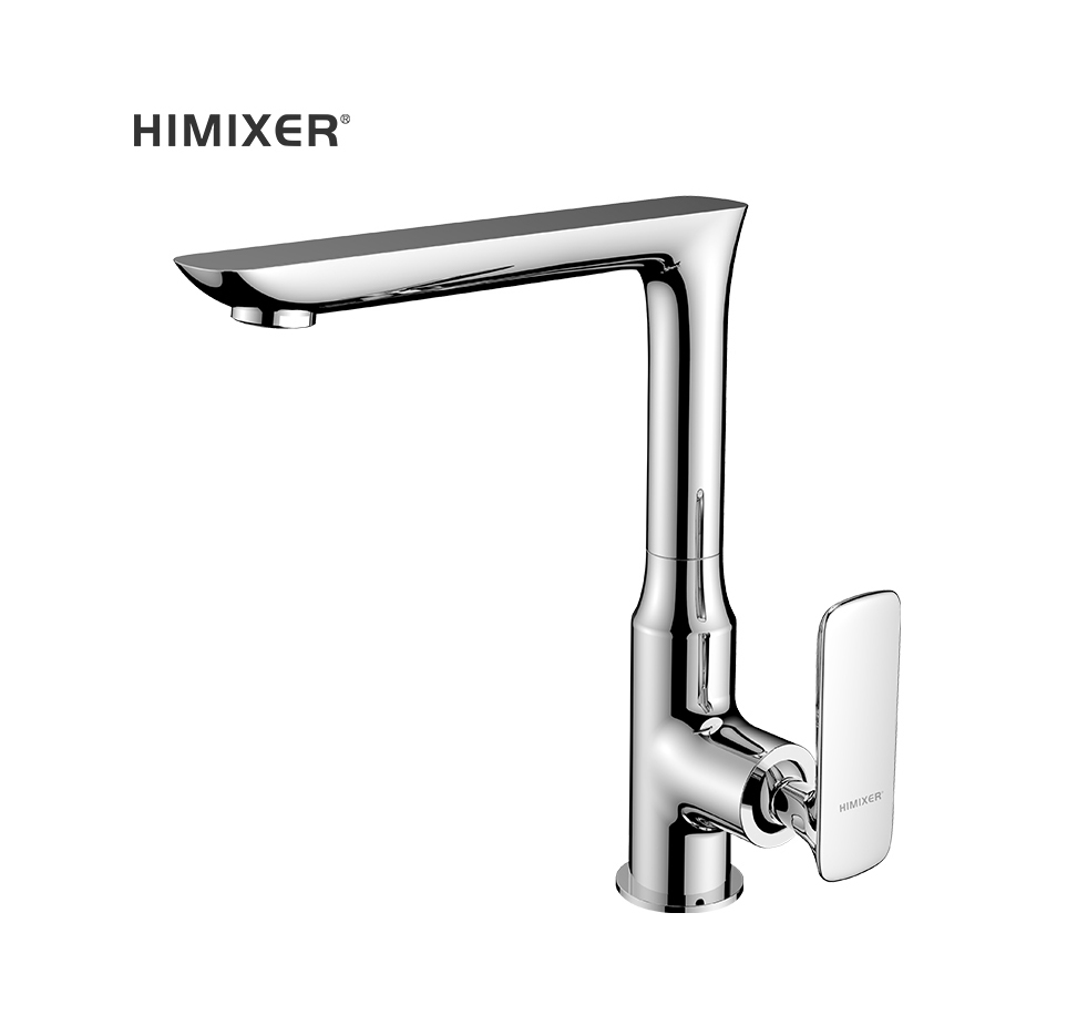 Современный Однорычажный смеситель для горячей и холодной воды Himixer, краны с одной ручкой, хромированный латунный Смеситель для кухонной раковины