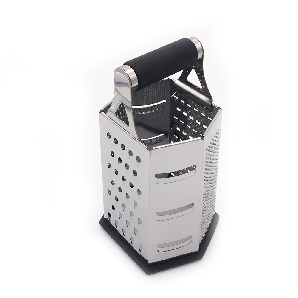 Stainless Steel 9'Hexagonal Box Grater Vegetable Chopper Grinder Cutter 6 Side Cheese Manual Grater