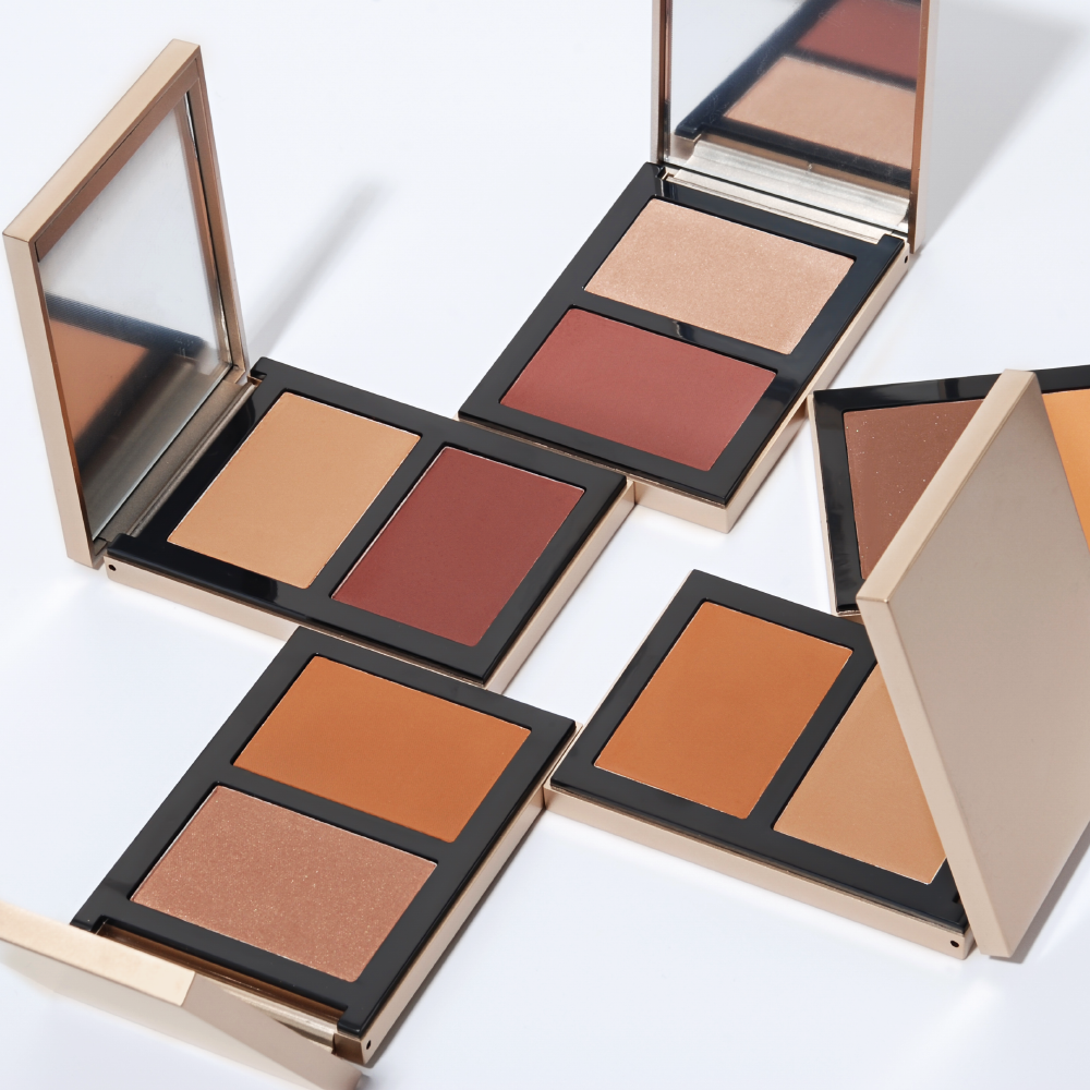 private label face pressed contour blush highlighter and bronzer and blush palette powder make up