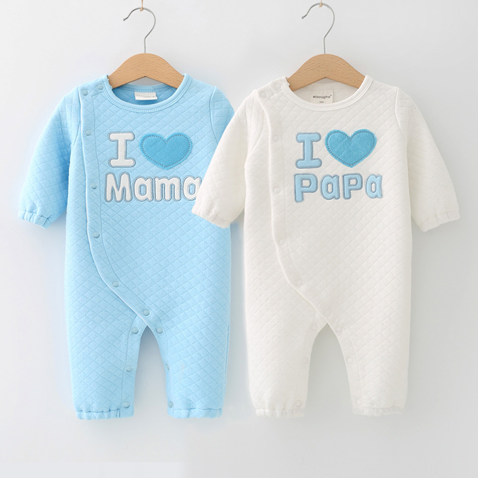 Wholesale Unisex infant baby clothes newborn baby cotton clothing thicken baby boys and girls rompers
