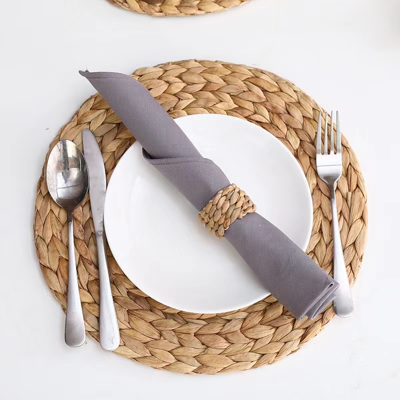 Whole Sale Round Water Hyacinth Woven table Place Mat Luxury Quality Wicker Woven table