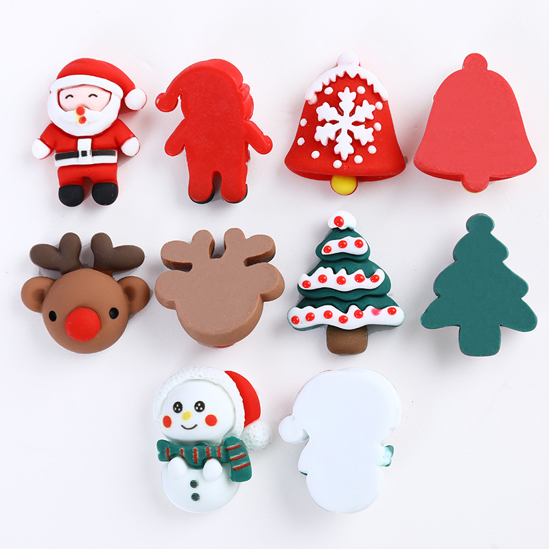Декоративные милые Diy пластыри Mini Kawaii, имитация кабошонов, рождественская елка, колокольчик, Санта-Клаус, подвески из смолы с плоским основанием