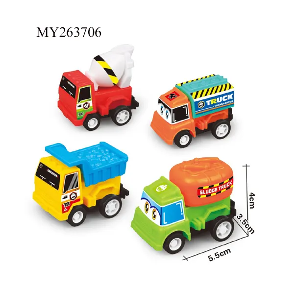 Customized plastic ABS cheap mini pull back construction toys cars for kids