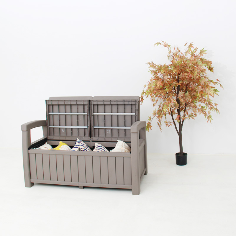 Garden Armrest Bench Plastic Large Capacity Outdoor Storage Bench for Backyard Courtyard Garden Patio Indoor Outdoor