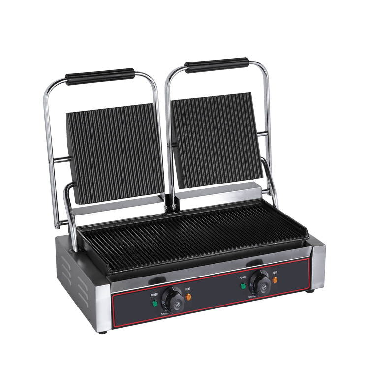 Kitchen Equipment Double Head Commercial Panini Grill Sandwich Grill Maker Electric Contact Press For Sale