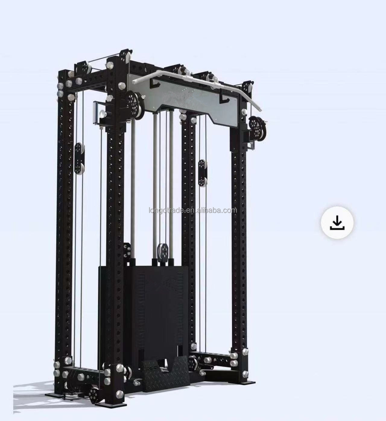 High and Low Row Machine Cable Crossover Multi-Function Gym Equipment Including Power Squat Rack for Gym Training