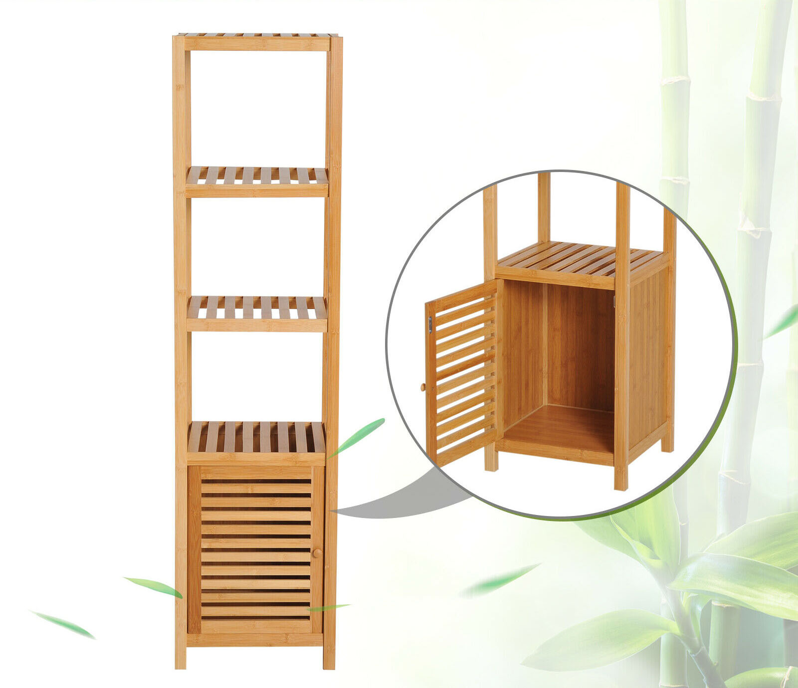 Bamboo Wooden Rack Bathroom Kitchen Storage Organizer Shelves Shelf bathroom Cabinet