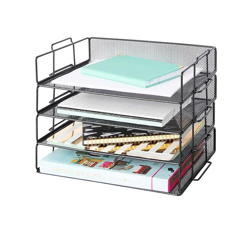 Wideny Powder Coated Stationery Wire Mesh Metal Office Paper File Tray