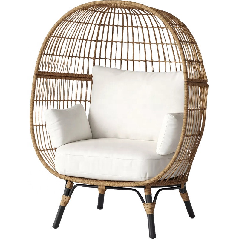 Wicker Rattan Swing Chair Hanging Egg Hammock Chair Cushions Hammock with Stand Cushioned Chair