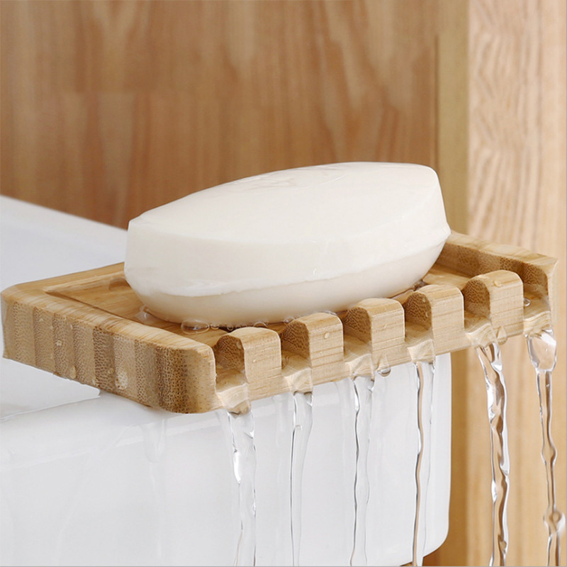 Wholesale Bathroom Hollow Bamboo Wooden Soap Dish Tray Bamboo Soap Container Holder