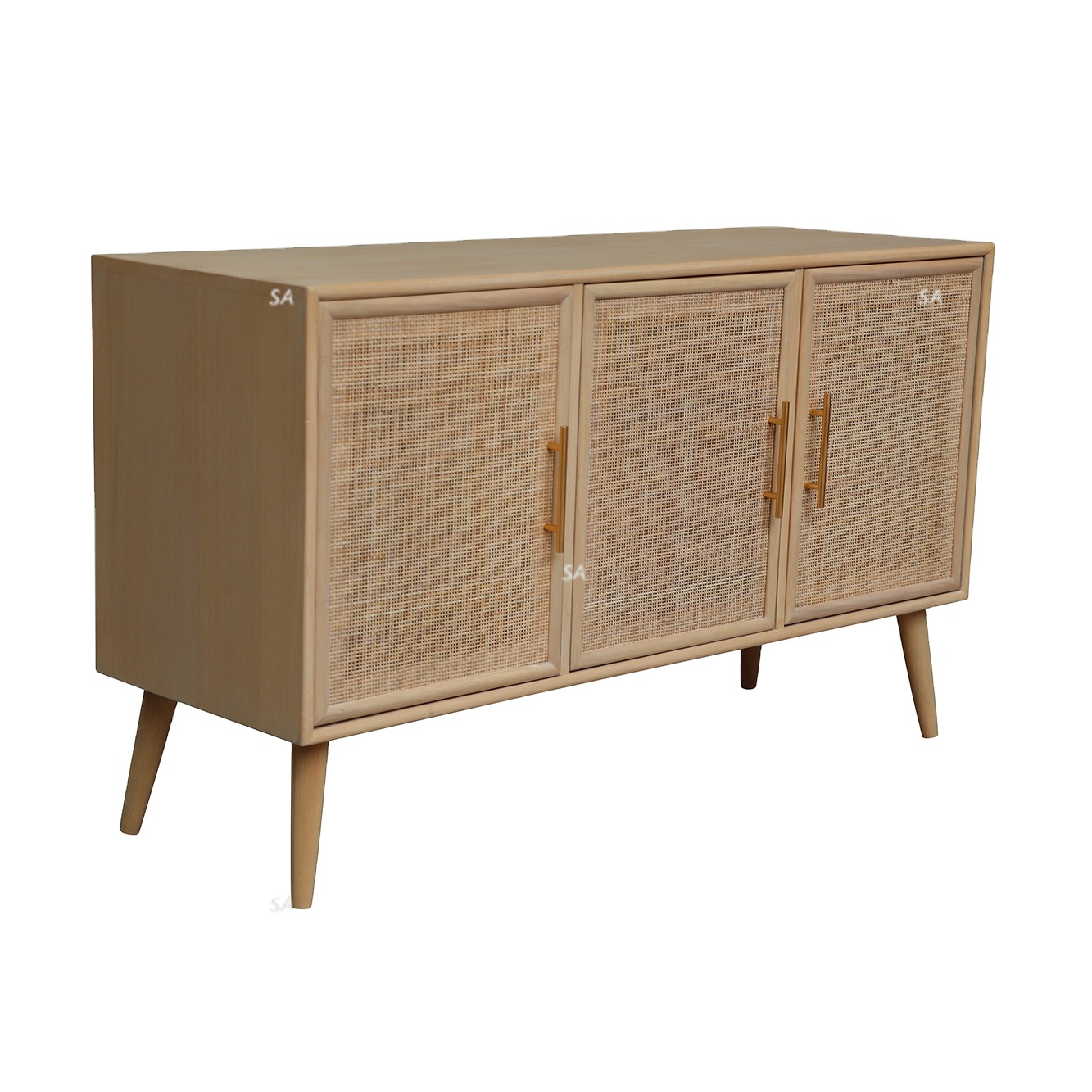Hot Rated Natural Rattan Safe living Room Large Storage Console Table with wood legs