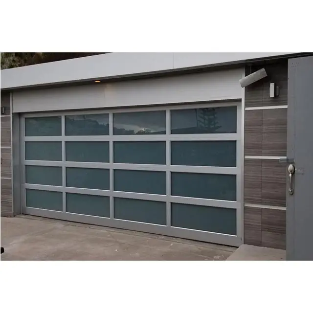 New arrival high quality automatic transparent sectional garage screen metal and glass garage door