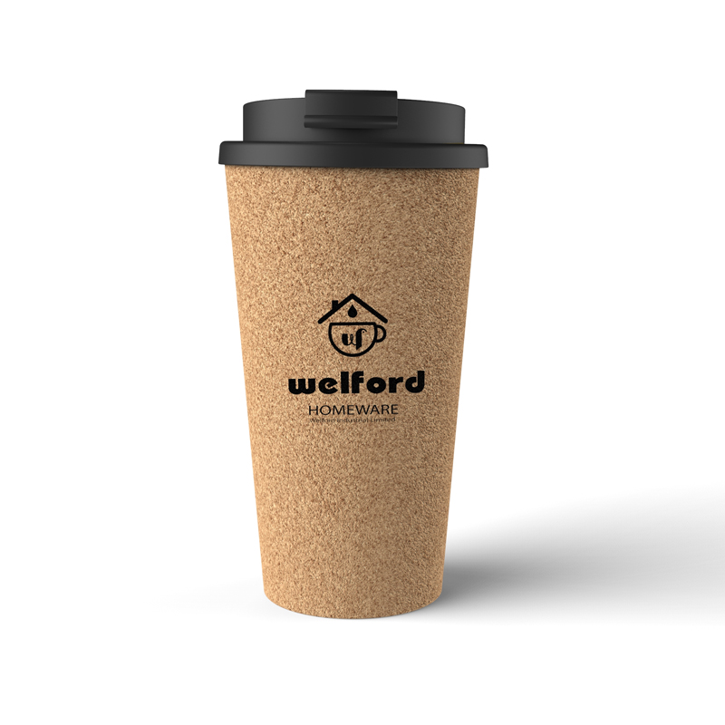 Оптовая продажа, Экологичная пробковая чашка Welford, кружка для кофе, многоразовая кружка для кофе на заказ с крышкой