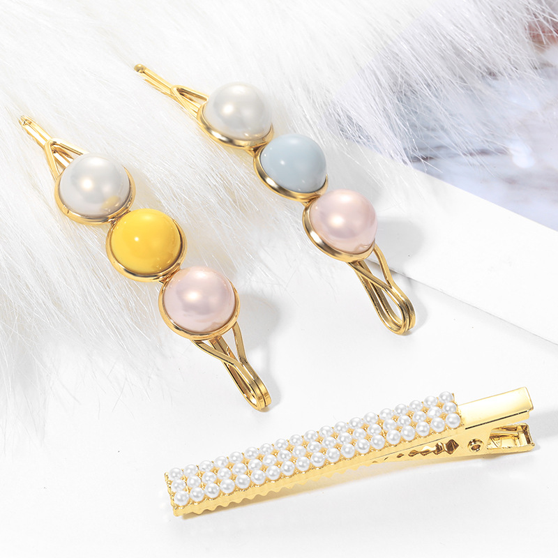 Hot Selling Hair Accessories Set Gold Plated Hairpin 3 Pcs Different Type Girl Side Hair clips