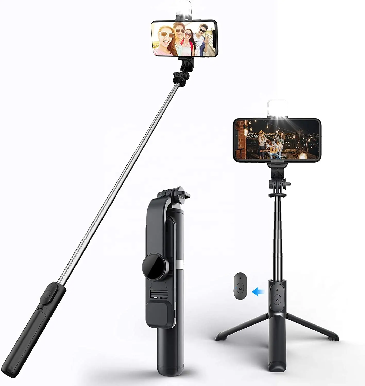 CYKE Q02s Selfie Stick Bluetooths Tripod with Beauty Light 3 in 1 Extendable Phone Stand Holder Fill Light with Wireless Remote