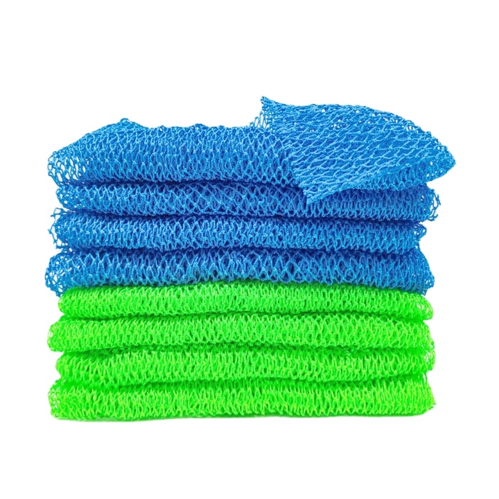2pcs African Net Bath Sponge for Face and Body Exfoliating Long-Lasting Scrubber Leaves Skin Soft Clean for Adults & Kids Sizes