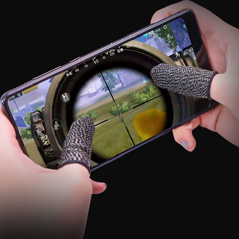 Gaming thumb adjustable circumference nanometer sensitive finger sleeves anti sweat non slip game controller for pubg smartphone