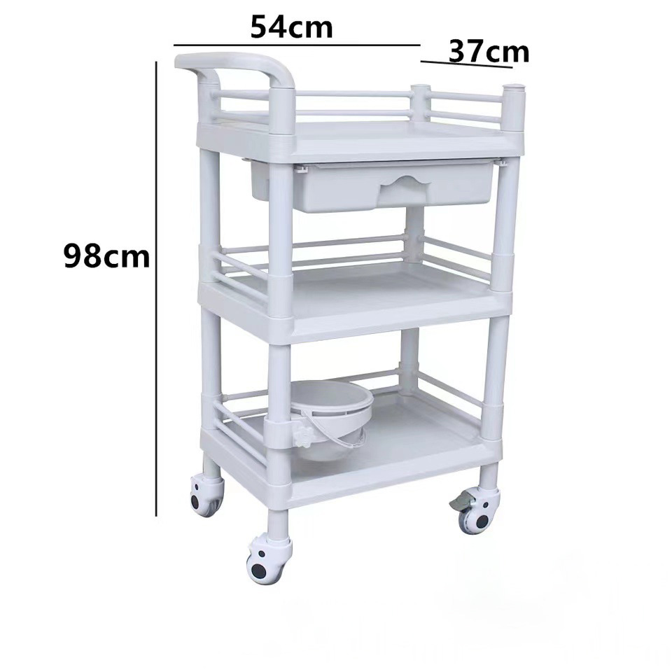 Factory price ABS Plastic Medical with Three layer countertop Trolley carts for Medical Nursing beauty salon furniture