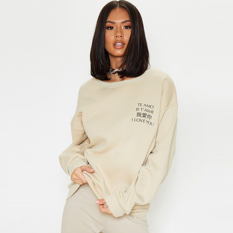 OEM printed logo sweatshirt oversized comfortable fashion sweater for women