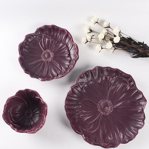 Royal purple ceramics plates luxury ceramic spring dinner plates cheap Handpainted ceramic plate