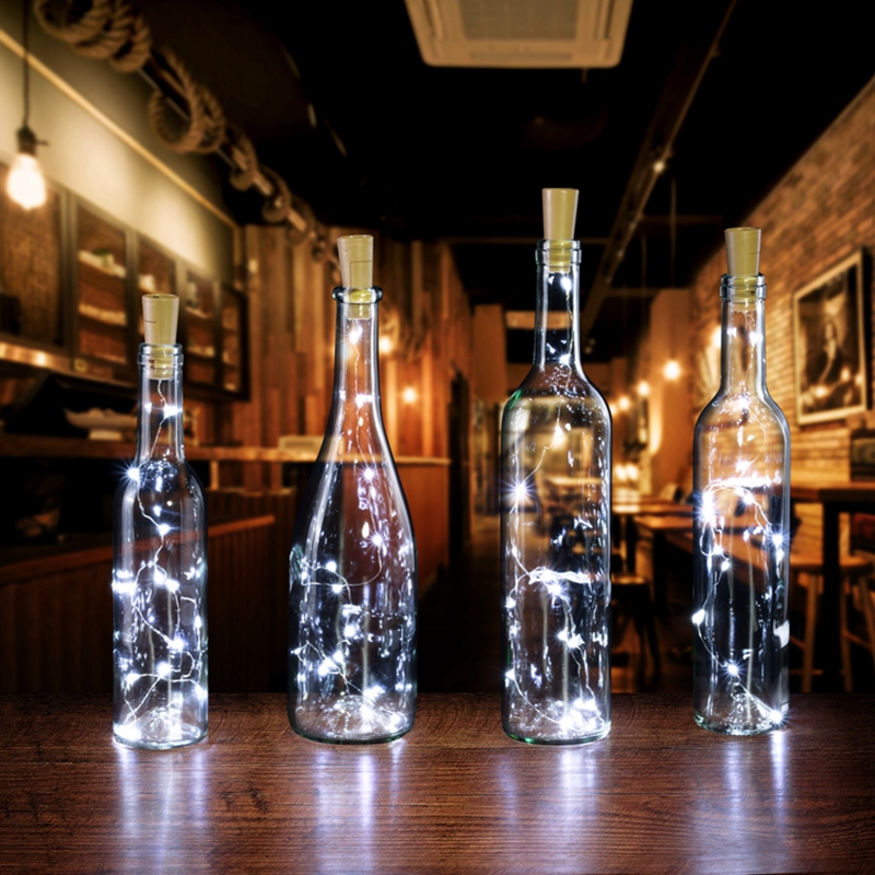 Wine Cork bottle light Battery Operated Submersible Silver Copper Wire Starry Rope Fairy light for party