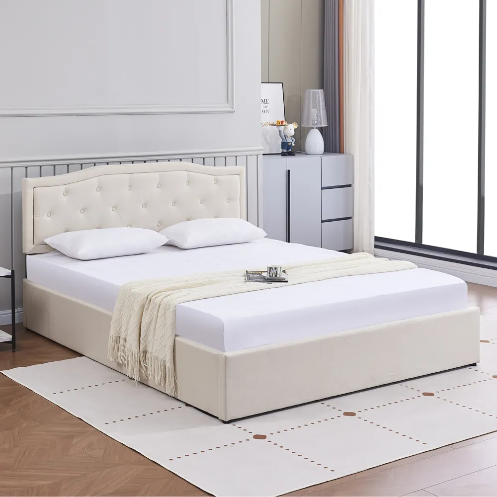 Fabric Bed Upholstered Queen Double China Sleep Modern Design Wholesaler Good Price Headboard Mattress Fabric Bed
