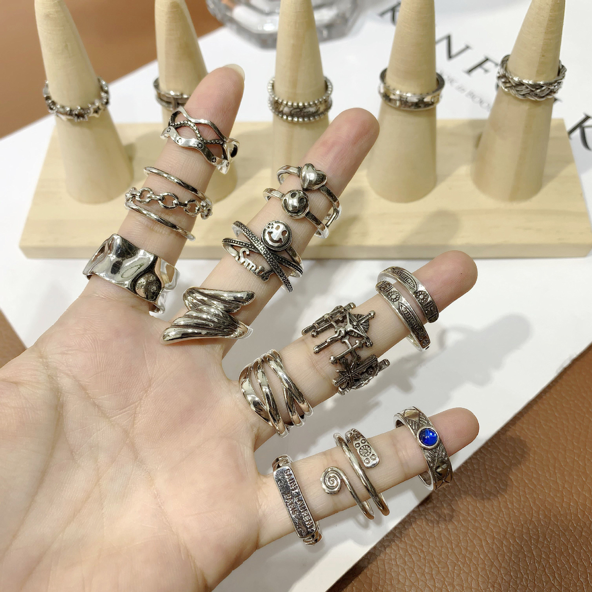 PUSHI Simple Retro Openings adjustable vintage male ring personalized hip-hop ring women fashion rings mix bulk