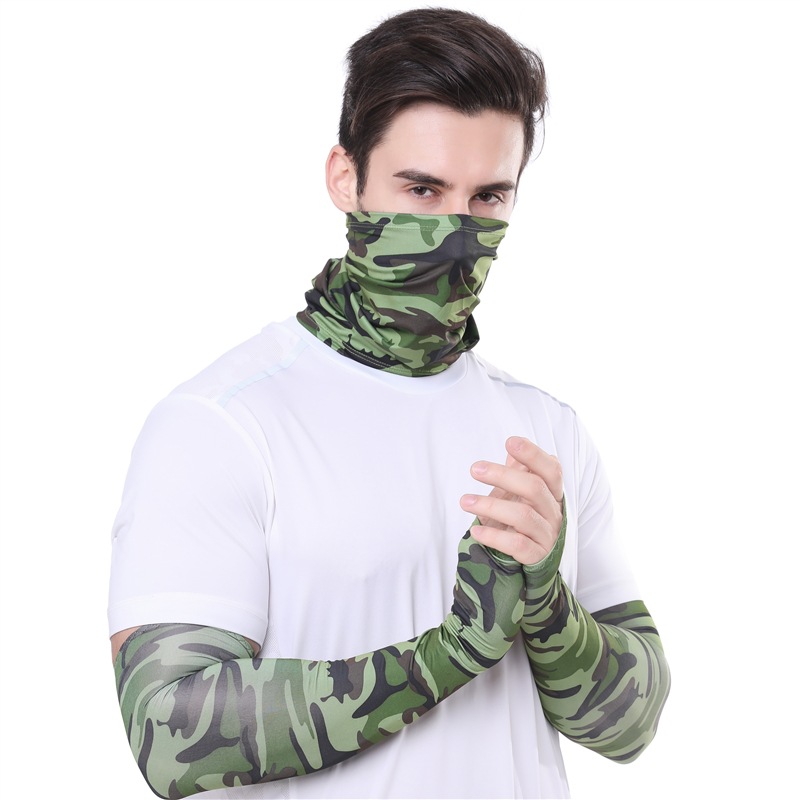 Summer Outdoor UV Protection Ice Silk Arm Cover and face cover set cycling sunscreen Set