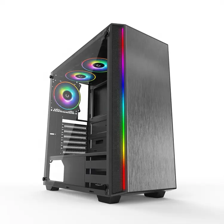 Good performance Matx Gaming Computer pc cases cpu Flowing RGB Blet with Tempered Glass Panel