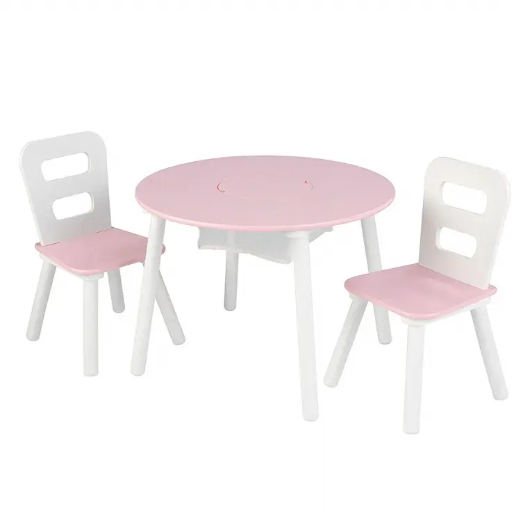 Phoenix Home Wood Pink Dining Table Set 2 Chairs Cheap Dining Kids Table Set