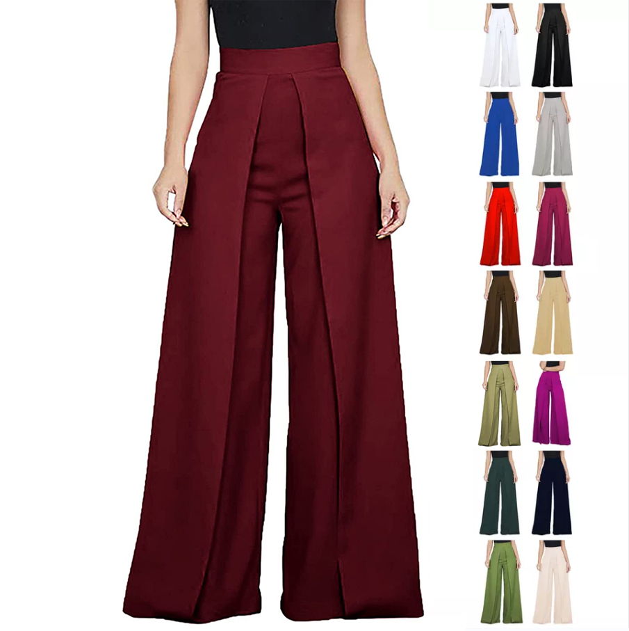 2022 New Arrival Stylish High Waist Ladies Trousers Stock Lot Baggy Wide Leg Pants Women